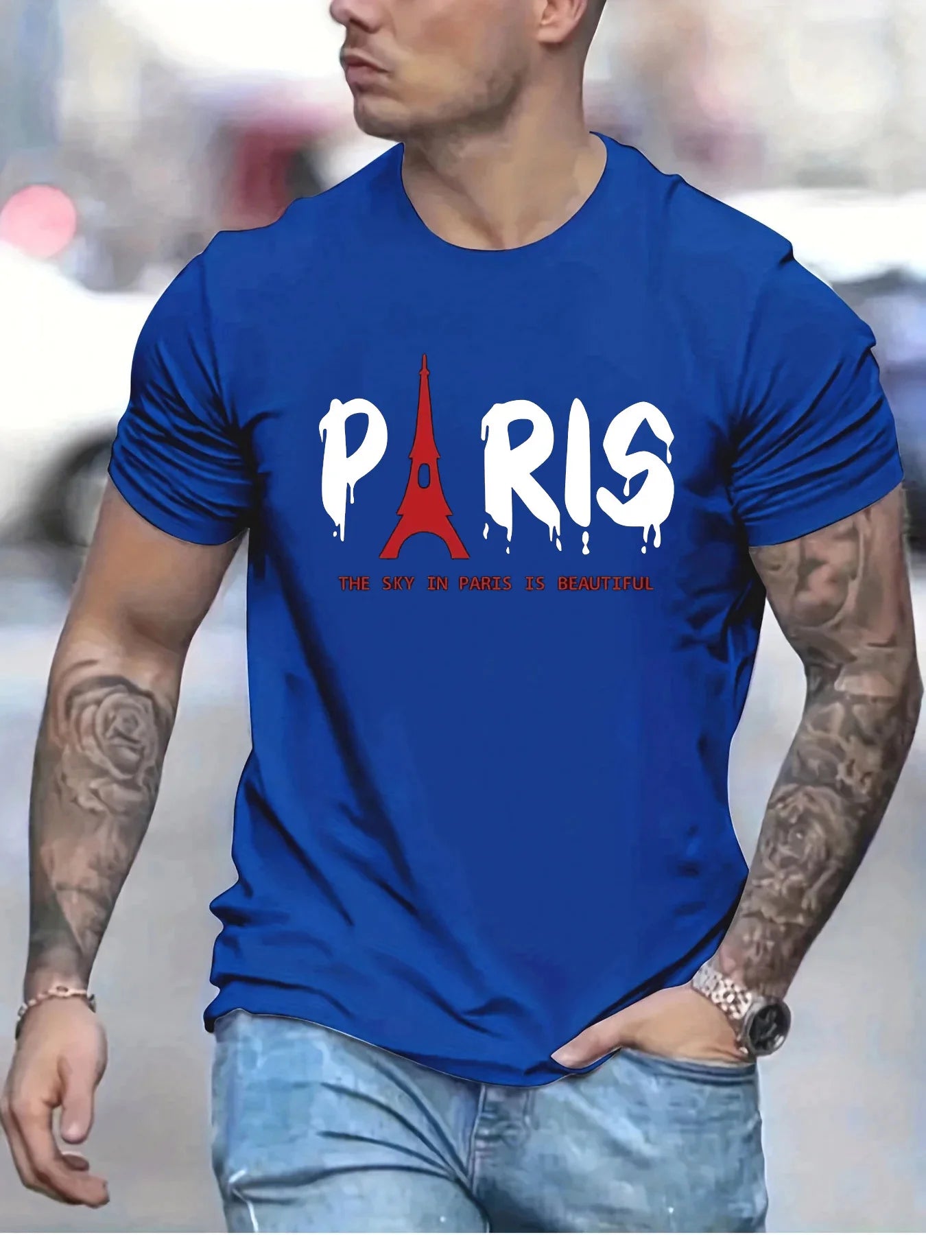 Men's T-Shirt Fashion Street Paris Letter Short Sleeved T Shirt For Men Casual 3d Print Summer Top Breakable Loose Men Clothing