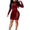 Autumn Winter Women Gauze Patchwork Velvet Long Sleeve Mini Dress Bodycon Sexy Streetwear Party Elegant Club Dress