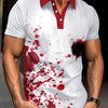 Short-sleeved Polo Shirt Painted Print Casual T-shirt Lapel button fashion Top Top men's Clothing