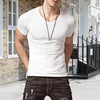 Men Slim Fit T-shirt Stylish Men's V-neck Slim Fit Sport T-shirt Lightweight Elastic Versatile Summer Top for Wear Homewear