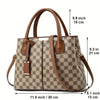 Elegant Flower Plaid Handbag: Versatile, Secure Zippered Satchel with Adjustable Strap & Polyester Lining for All Occasions