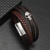 Fashion Trendy Men Leather Bracelets Fashion All-match Multi-layer Braided Leather Bracelets Scripture Compass Devil Eye