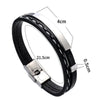 2024 Trendy Men Leatherwear Weave Bracelet Leisure Color Contrast Stainless Steel Bangle