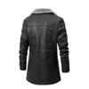 Men Winter Long Thick Fleece PU Leather Jacket New Winter Fashion Suit Collar Men's Windbreaker Leather Jacket Coats