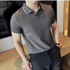 Men Polo Shirt Thin British Style Solid Casual Slim Fit Short Sleeved Top T-shirt Fashion Streetwear Men Clothing