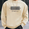 Men's autumn and winter fashionable casual loose Los Angeles letter printed fleece pullover round neck long sleeved sweatshirt