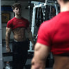 Summer Men's Fitness Training Short Sleeve Solid Color Shirt Gym Round Neck Bodybuilding Tight Cotton Quick Drying T-shirt