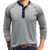 Men's Henley Collar Long Sleeved T-shirts Solid Casual Top Single Breasted Pocket TShirt Soft Comfy Bottoming Shirt for Autumn