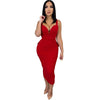 European V Neck Strap Solid Bodycon Dress Summer Casual Female Party Sexy Dresses Vestidos