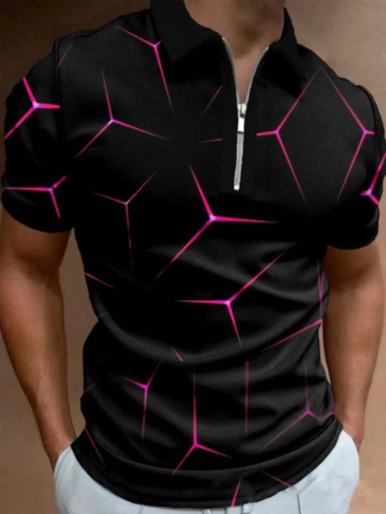 Fashion Men's 3D Printed Polo Shirts Male Turn-Down Collar T Shirt Tops