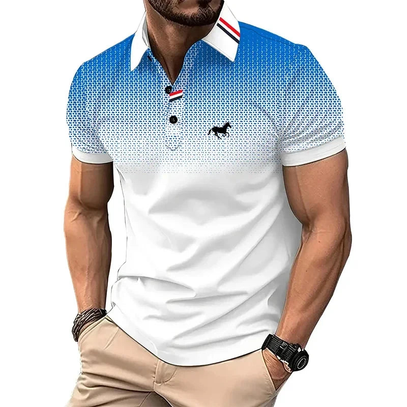 New Summer Men's Fashion Print Short Sleeve Polo Shirt Casual Breathable Pullover Polos T-shirt Tops Sports Men Clothing