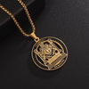 Men\\'s Classic Punk Gold Plated Freemason Round Medal Pendant Necklace Hip hop Style Rock Party Jewelry