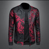 Minglu Stand Collar Men's Jackets High Quality Long Sleeve Floral Jacquard Zipper Casual Male Coats Fashion Man Outerwear 5XL