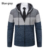 new men's autumn and winter sweater coat trend color matching hooded sweater