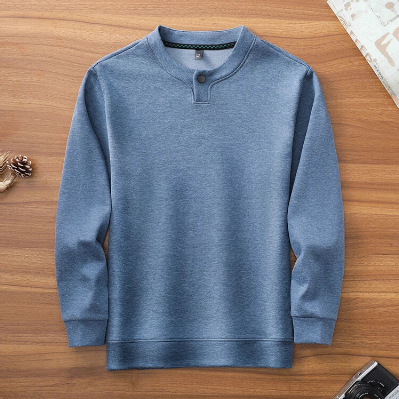 High-quality Men's Long-sleeved T-shirt, Casual, Versatile Men's Daily Henley Shirt, Autumn Thickened Men's O-neck Undershirt.