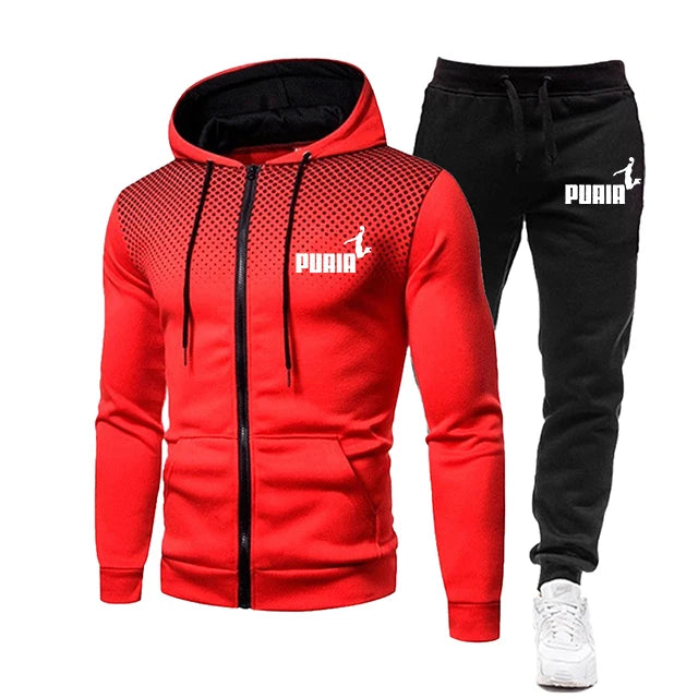 Outdoor Personality Hoodies+Pants Self-Cultivation 2 Set Punk Street Suit for Men Sports and Leisure Zipper Men Track Suit