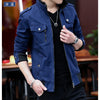 Thin Men's Jacket Korean Style Fashion Stand Collar Spring Autumn Cargo Jacket Coat