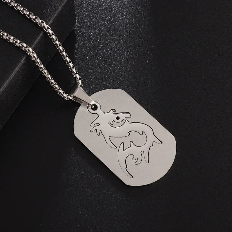 Hip Hop Military Style Stainless Steel Dog Tag Pendant Necklace for Men Women Gold Plated Personalized Id Card Name Jewelry