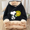 Snoopy Fleecing Hoodie for Adult Cute Cartoon Sweatshirt New Warm Winter Coat Black Fleece Clothing Fashion Thick Clothes Gift