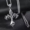 Stainless Steel Necklace Flame Retro Cross Titanium Steel Casting Men Pendant Necklace Type