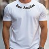 Men's 100% cotton summer loose size Los Angeles Graphic printed slim fit casual sports round neck short sleeved T-shirt top