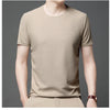 Men's New Waffle Round Neck Short Sleeved T-shirt Summer Comfortable Top