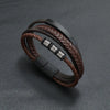 Fashion Trendy Men Leather Bracelets Fashion All-match Multi-layer Braided Leather Bracelets Scripture Compass Devil Eye