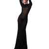 Women See Through Bodycon Long Dress Long Sleeve Mesh Sheer Maxi Dress Cross Tie Up Backless Club Party Dress Maxi Dress