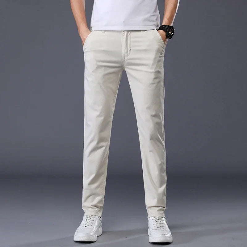 7 Colors Men's Classic Summer Thin Casual Pants Business Fashion Stretch Cotton Slim Solid Color Trousers Male Brand Clothes