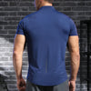 Men's Fitness Ice Silk Sports Tight Tops Running Training Dry Fit Short Sleeve with Half Zip Bodybuilding Tee Muscle Fit T-shirt