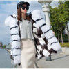 MAOMAOKONG Winter Women Real Fur Coat Fox Fur Liner Warm Jacket With Natural Fur Collar Silver Fox Big Collar Long Parkas