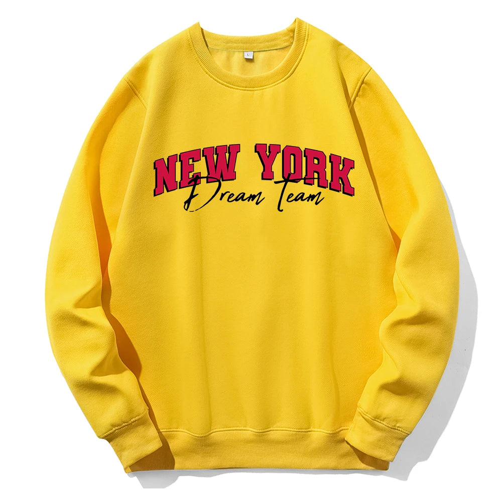 New York Usa Dream Team Printing Men Sweatshirt Fashion Street Clothes Casual Fleece Warm Tracksuito-Neck Basic New Sportswear