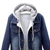 Autumn Winter Women's Plush Warm Denim Jacket Coat Cotton Fashion Short Blue Jean Coat Ladies Hoodies Outerwear