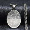 Bible Verse Cross Chain Necklace for Women Men Stainless Steel Spanish Our Father Medal Lord's Prayer Jewelry collier N2037