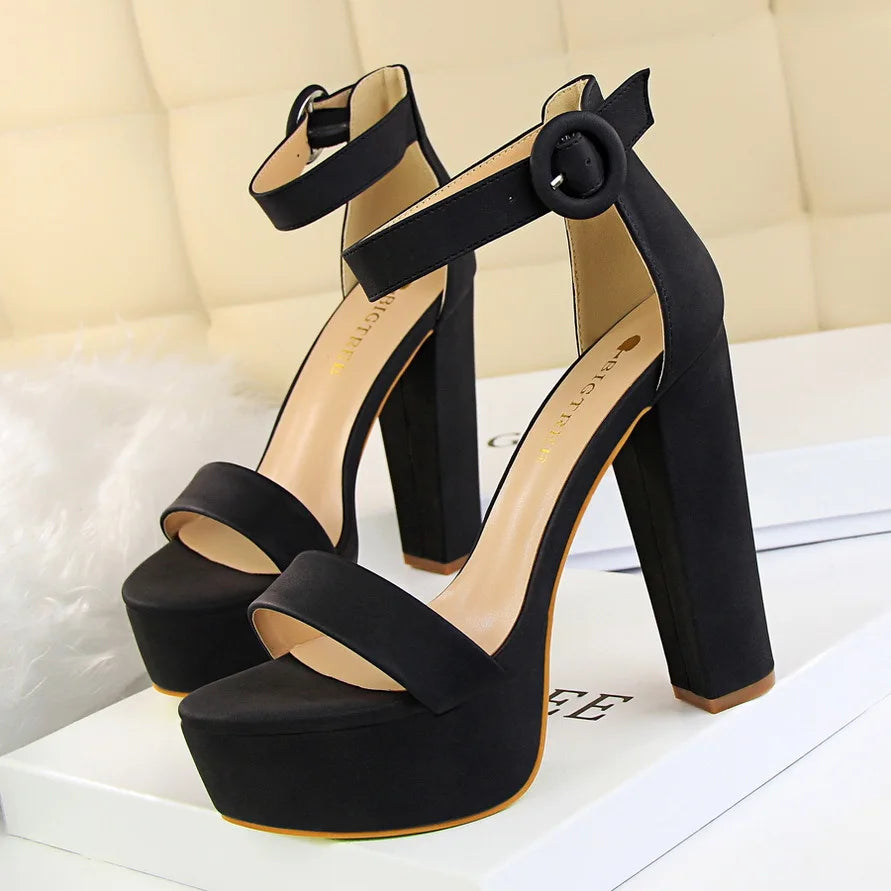 Summer Sandals Ladies Party Banquet Pumps 13.5CM Platform Valentine Strap Quality Shoes Women High Heels Sexy Size 34-43