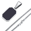 Stylish Mens Geometric Square Necklaces,Black Enamel Rectangle Pendant with Rope Box Chain Collar,Trendy Jewelry Gifts