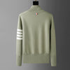 High end brand sweater men high neck autumn/winter New classic four stripe trend hem split Korean casual versatile pullover