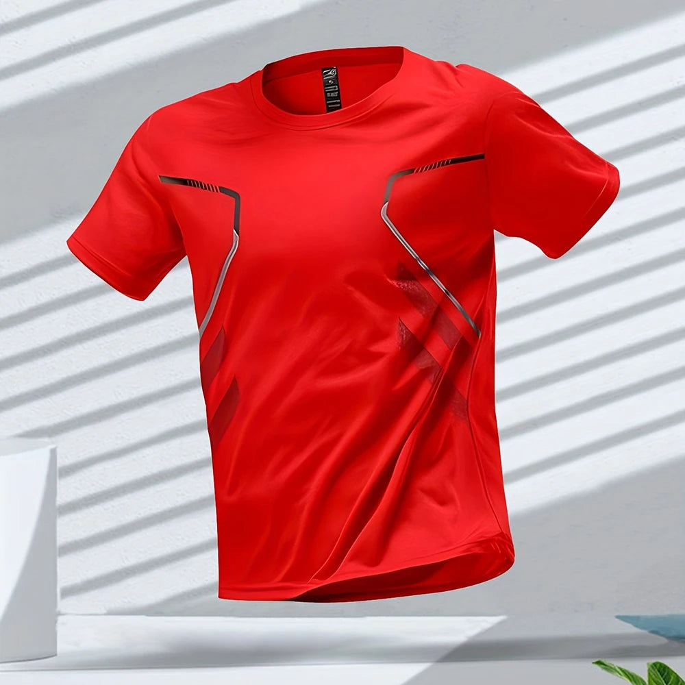 Men's T-shirts Sports Run T Shirts Outdoor Workout Quick-drying Breathable Short Sleeve Casual Round Neck Tees Summer Loose Tops