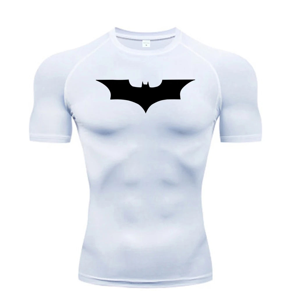 Bat Printed Men's Tight T-Shirt Running Compression Compression T Shirt Gym Fitness Jogging Short Sleeve Male Casual Shirt Tops