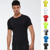 Compression Quick dry T-shirt Men Running Sport Skinny Short Tee Shirt Male Gym Fitness Bodybuilding Workout Black Tops Clothing