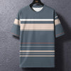 Summer Men's T-Shirt Stripe Print Crew Neck Pullover Business Casual Short Sleeve Tops Middle-Aged And Elderly Oversized Clothes