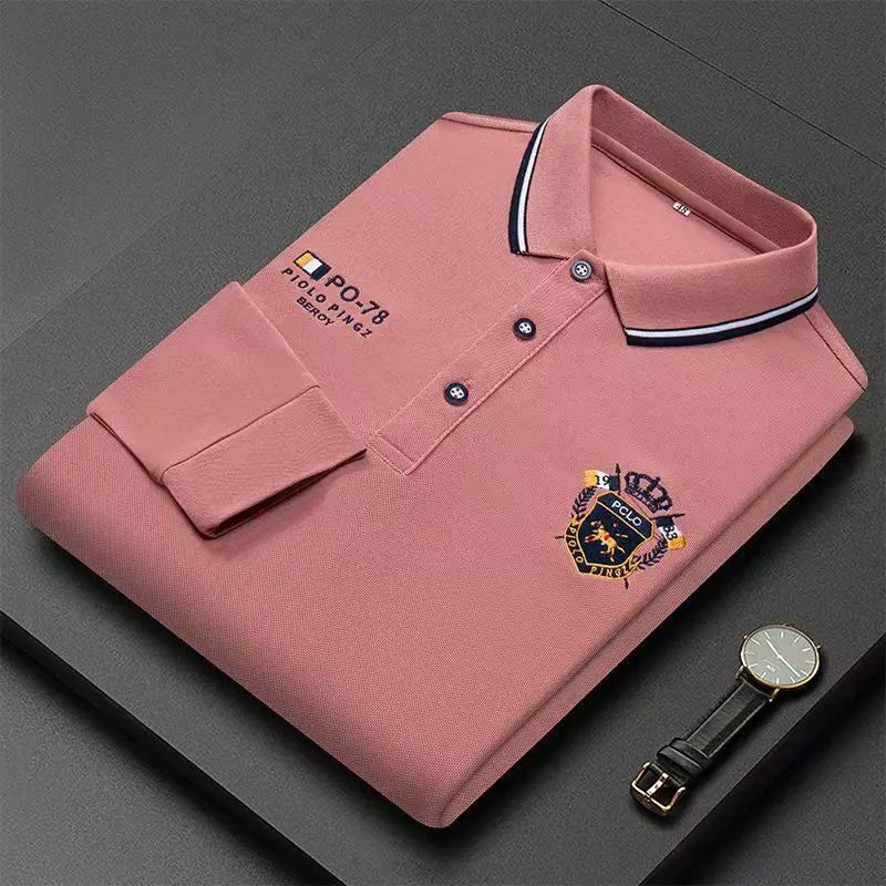 Embroidered Pure Cotton Hot Selling Men's Polo Shirt New Autumn And Winter Long Sleeved Breathable Casual Slim Fit Top 4xl