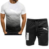 sportswear fitness set running suit casual T-shirt+shorts set breathable jogging sportswear 2-piece set for men