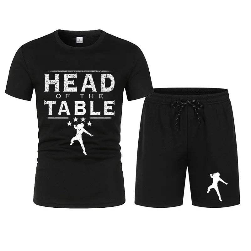 Men's Black Roman Reigns G.O.D. Mode T-Shirt Shorts Set Summer Short Sleeve Man Overiszed Suits New Fashion Clothing Sets