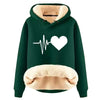 Letter Printed Hooded Sweater And Velvet Thickened Warm Loose Hooded Pullover Hoodie Sweatshirt Women Winter Long Hoodies