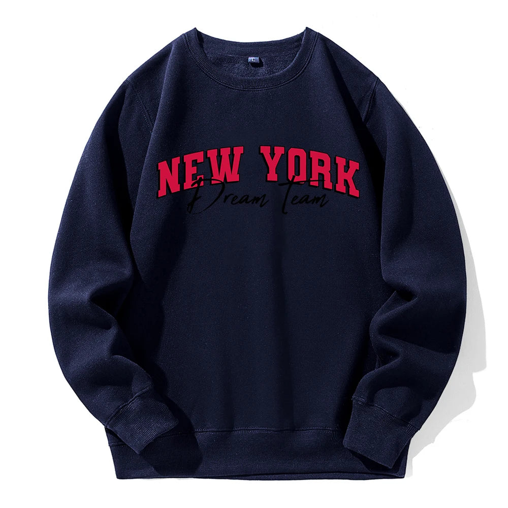 New York Usa Dream Team Printing Men Sweatshirt Fashion Street Clothes Casual Fleece Warm Tracksuito-Neck Basic New Sportswear