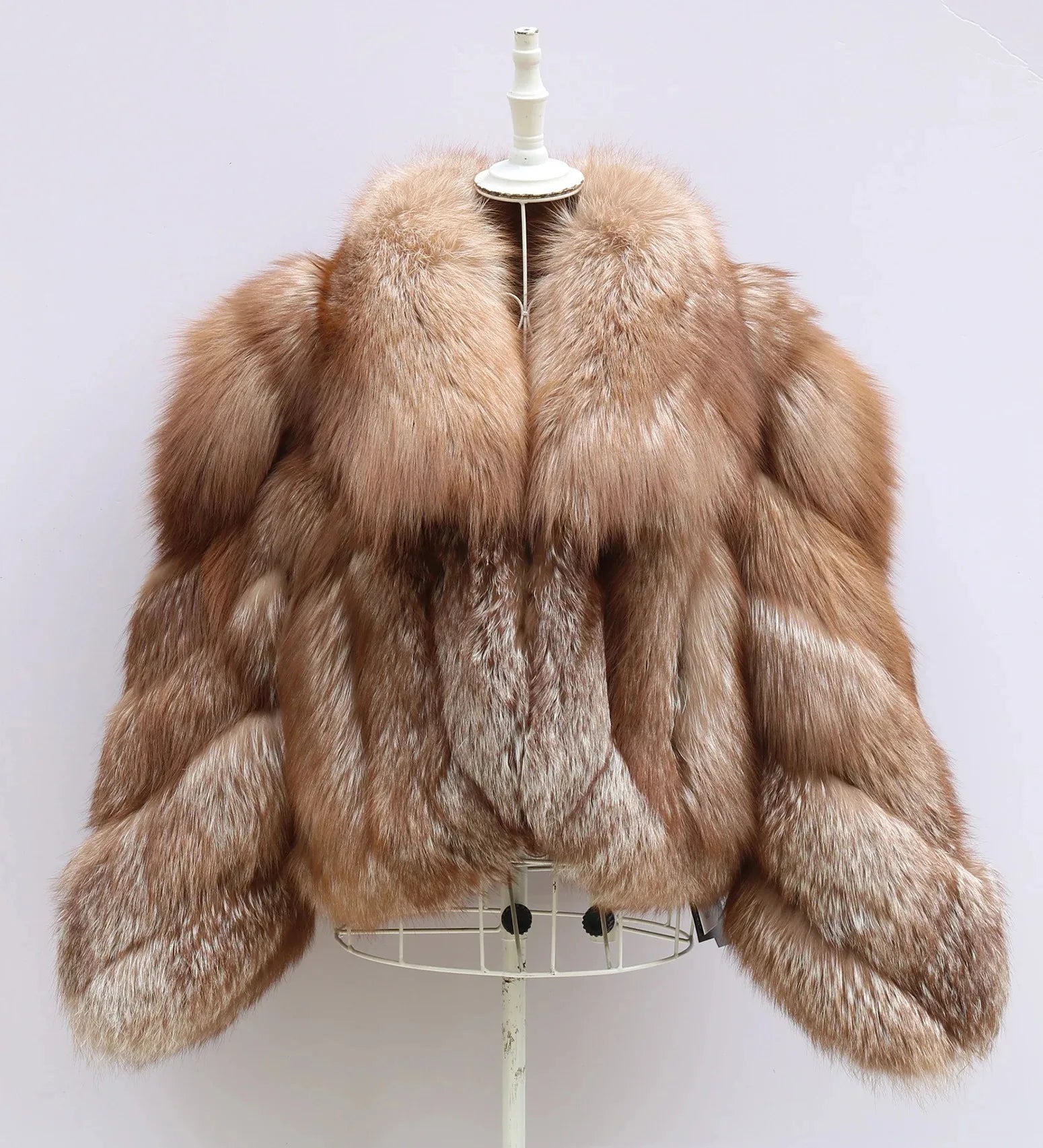 FURHYCFOX Hot sales Fashion New Women's Winter Warm Natural Fur Jackets Lady Luxry Crop Coat Turn-down Collar Fox Fur Coats