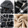 New Fleece Thickening Man Lattice Keep Warm Tops Retro Style Fashion Hooded Jacket Winter Outdoors Cultivate Oneself Coats Man