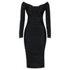 Z6805 Cross-Border New Women's Dress Sexy Off-Shoulder Pleated Backless Long Sleeve Autumn/Winter Fashion European American Styl