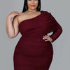 Woman Even Dress Chic and Elegant Plus Size Dresses Mesh One Shoulder Long-sleeve Sexy Short Dress Wholesale Bulk Dropshipping